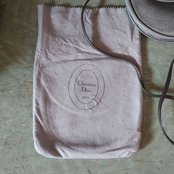 🔥2X HP🔥Christian Dior Leather Gray Pebble Pochette Bag Dior Logo Dust Bag - Picture 5 of 13